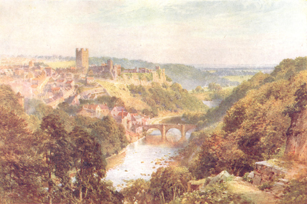 YORKSHIRE DALES. The Swale,  Richmond 1908 old antique vintage print picture